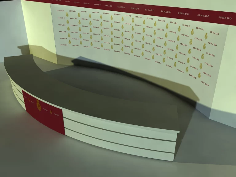 Render 3D de la Sala de Prensa Senado de España